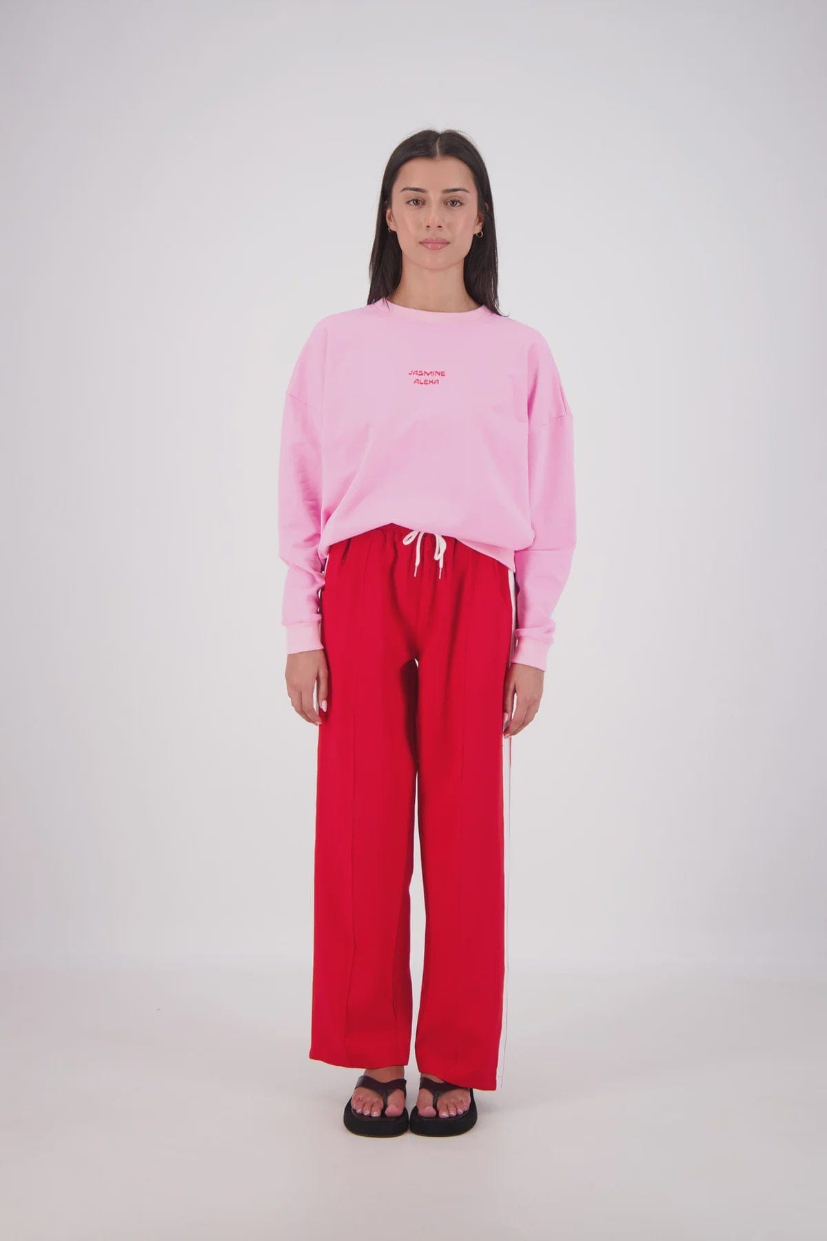 Jasmine Alexa Sweaters Jasmine Alexa | Relaxed Crew Neck Sweatshirt - Pink