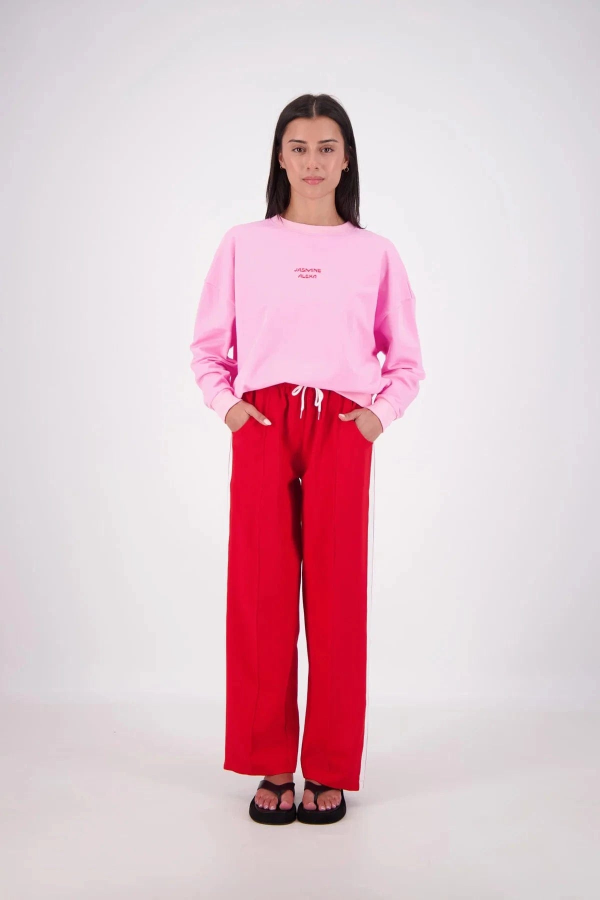 Jasmine Alexa Sweaters Jasmine Alexa | Relaxed Crew Neck Sweatshirt - Pink