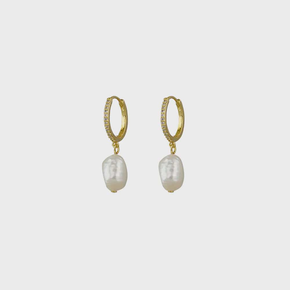 Jolie & Deen Earrings Jolie & Deen | Montana Pearl Earrings - Gold