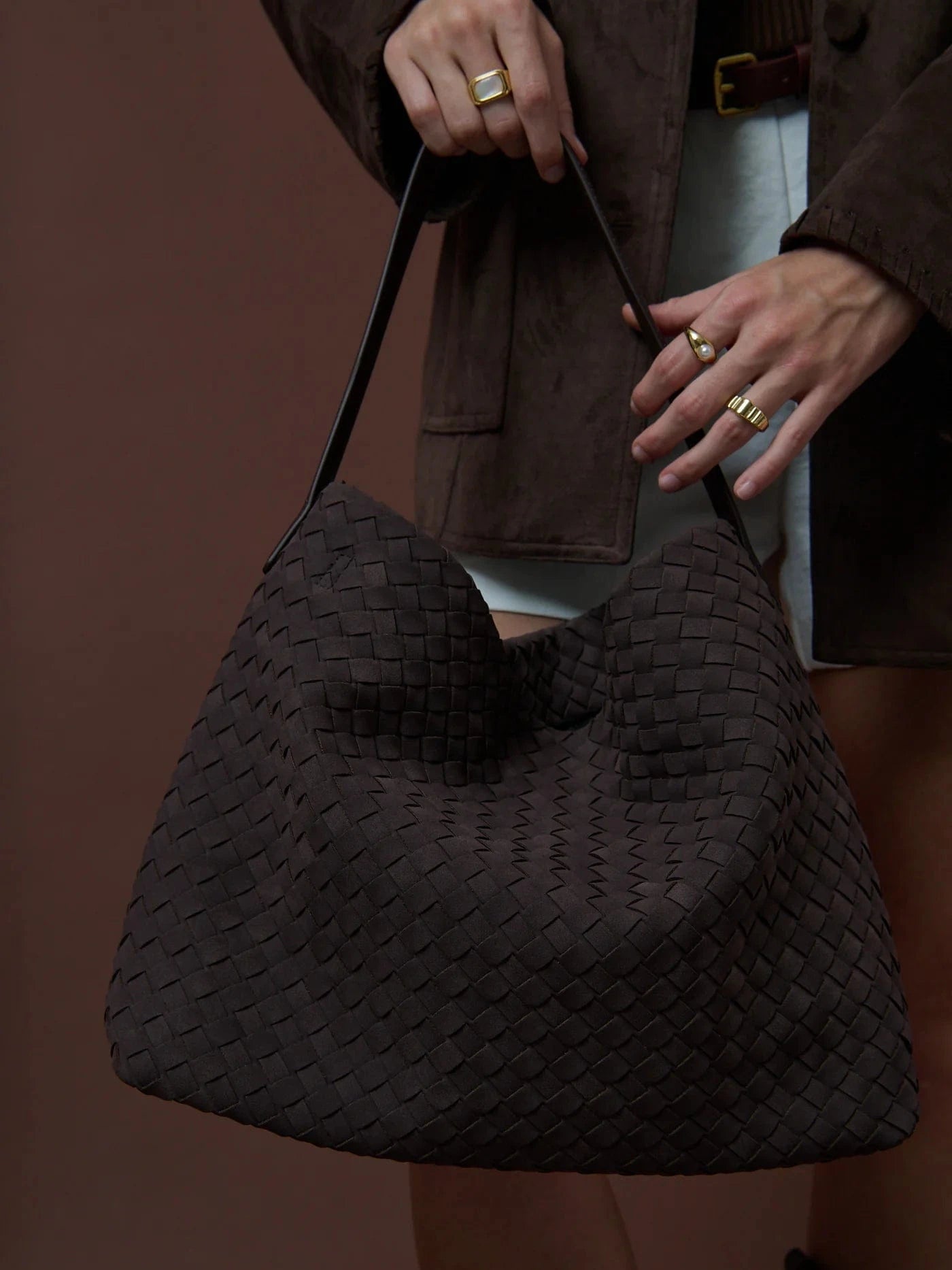 Kenny Handbags - Large Calla | Woven Handbag - Brown