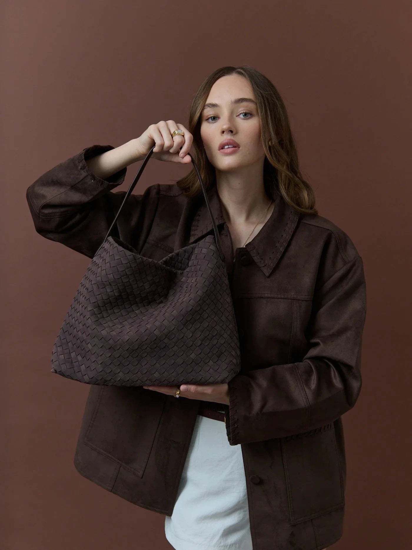 Kenny Handbags - Large Calla | Woven Handbag - Brown