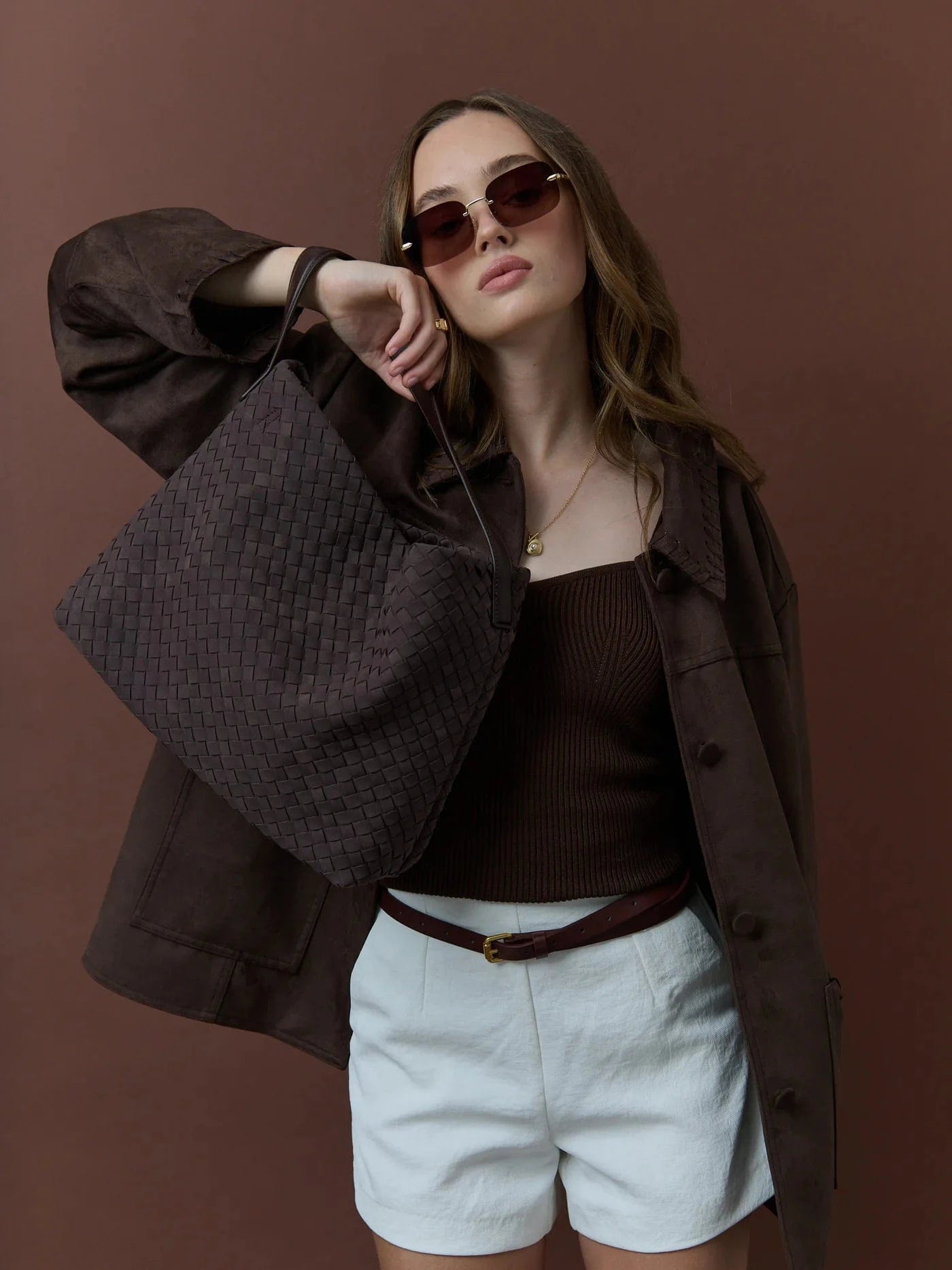 Kenny Handbags - Large Calla | Woven Handbag - Brown