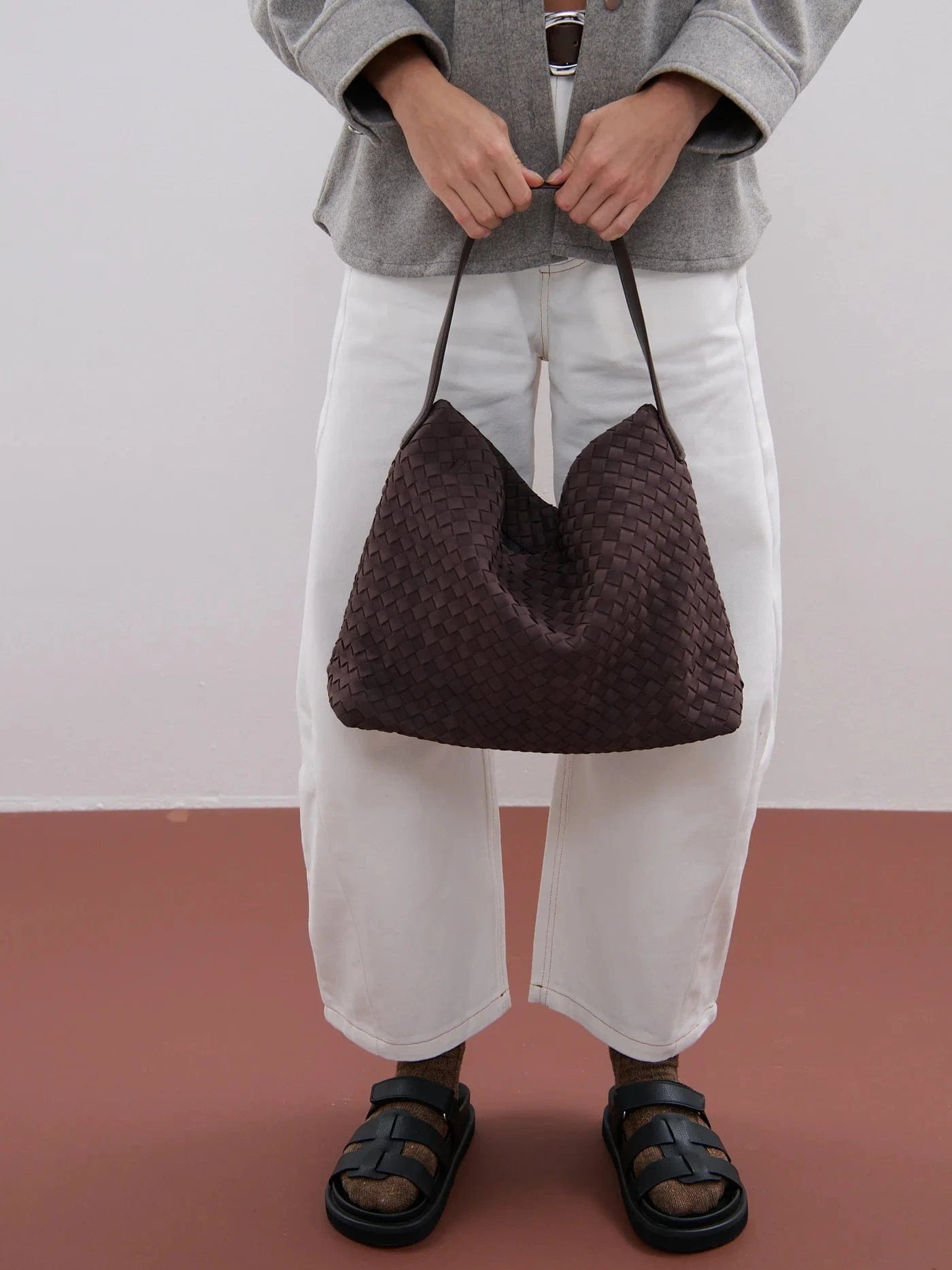 Kenny Handbags - Large Calla | Woven Handbag - Brown