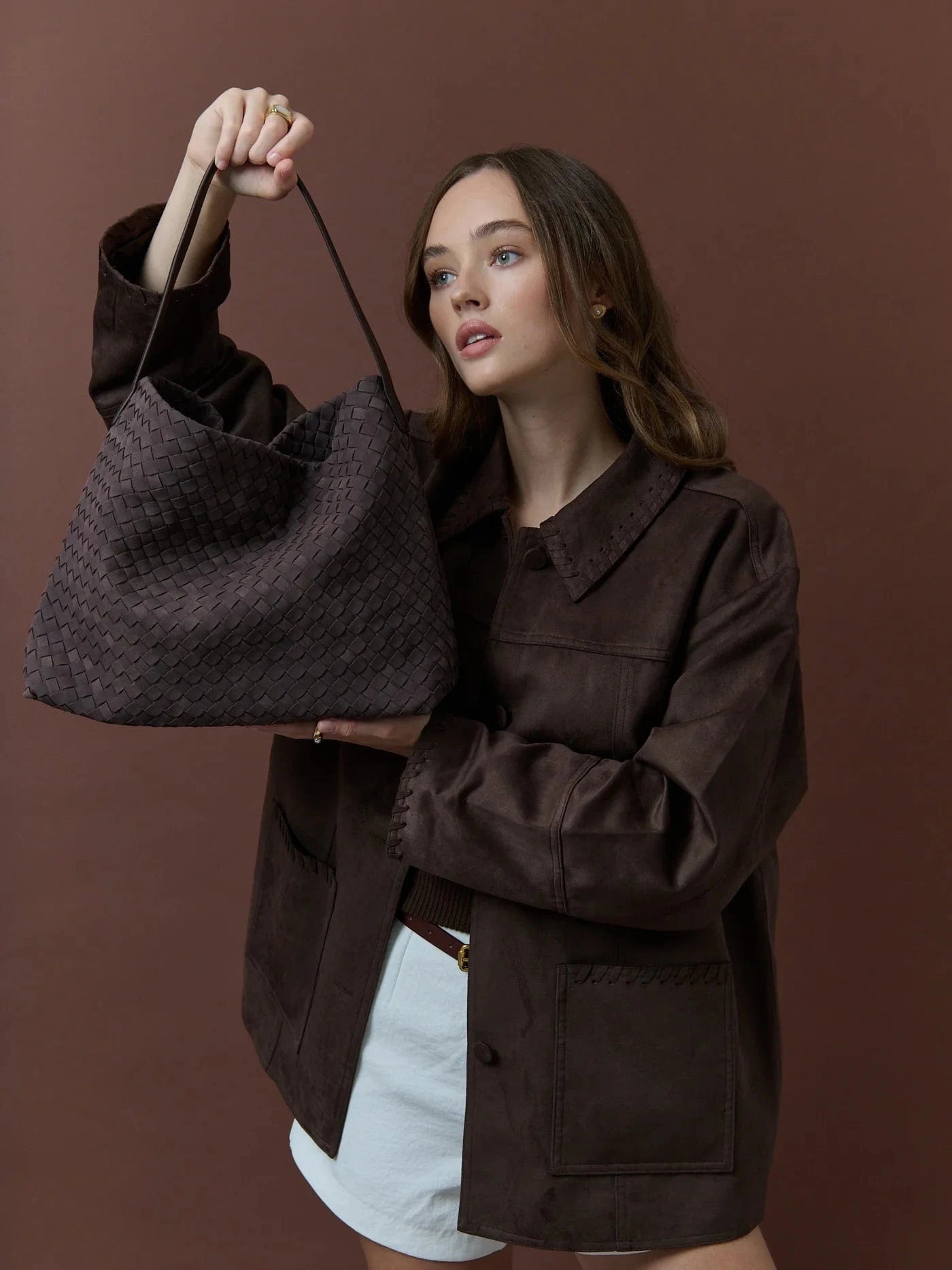 Kenny Handbags - Large Calla | Woven Handbag - Brown