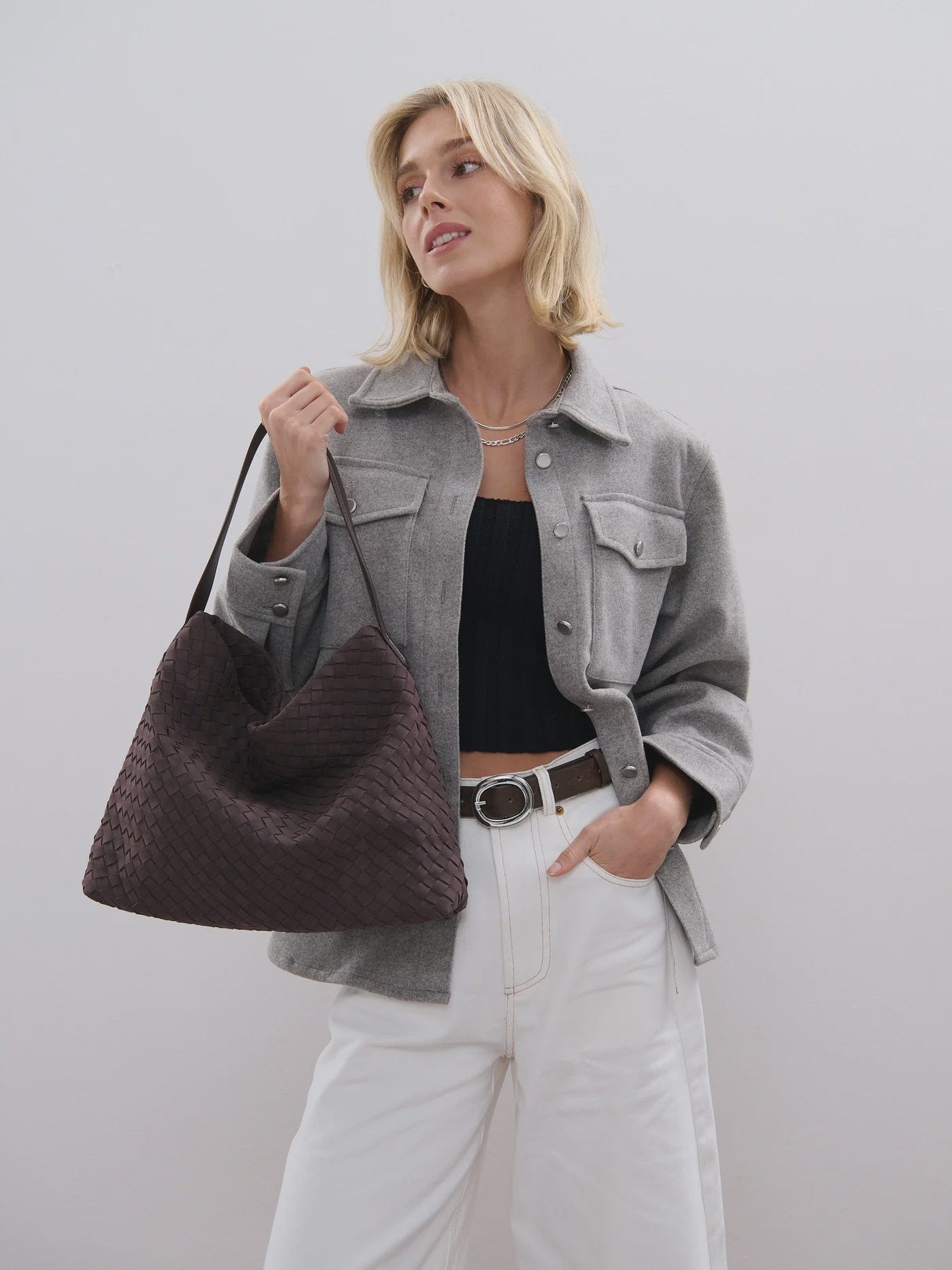 Kenny Handbags - Large Calla | Woven Handbag - Brown