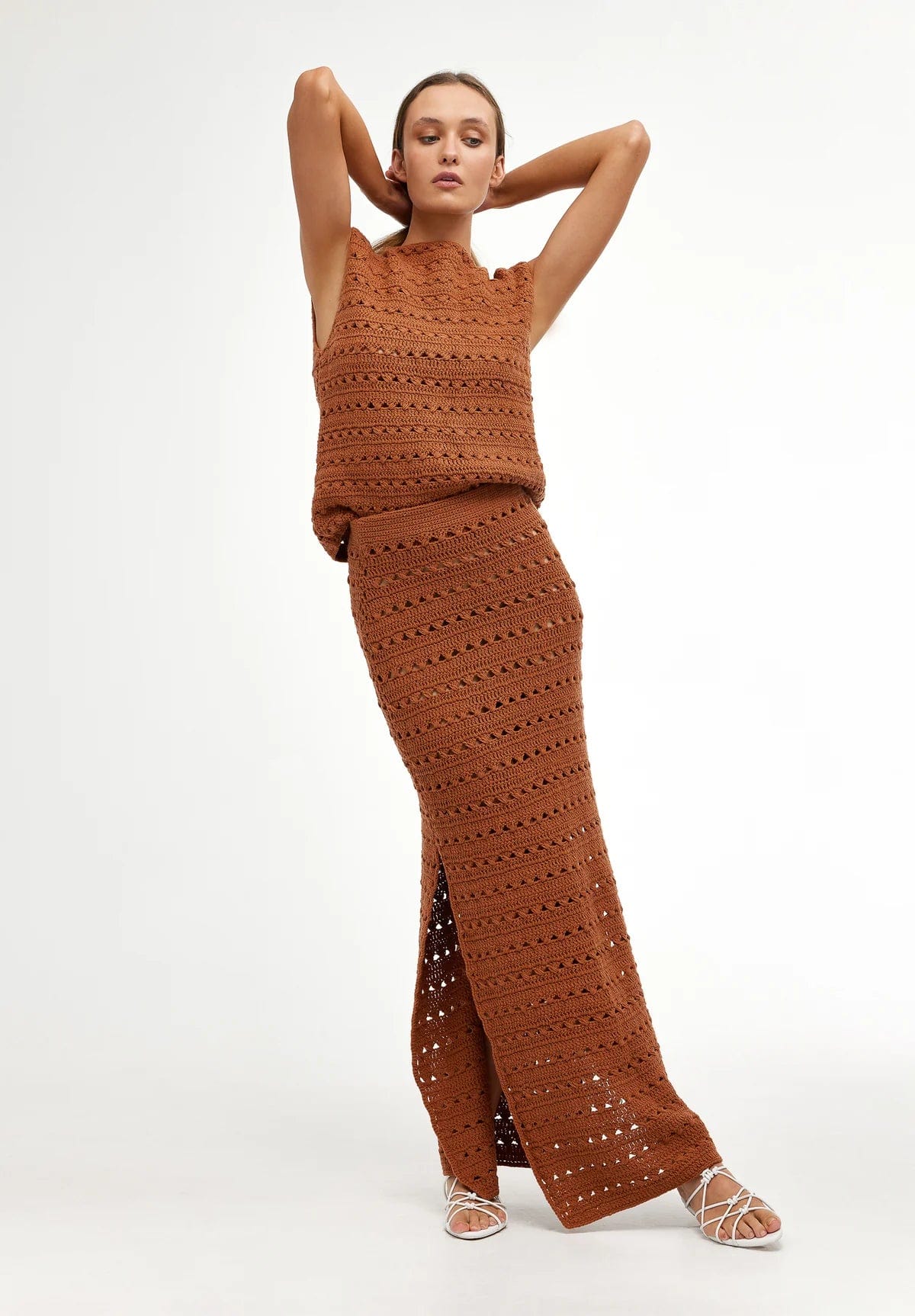 Kinney Tops Kinney | Laura Crochet Top - Rust