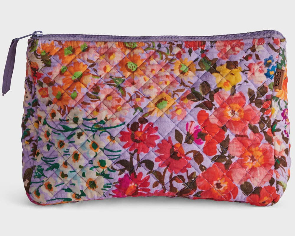 Kip & Co Accessories Kip & Co | Forever Floral Quilted Cotton Toiletry Purse - Lilac