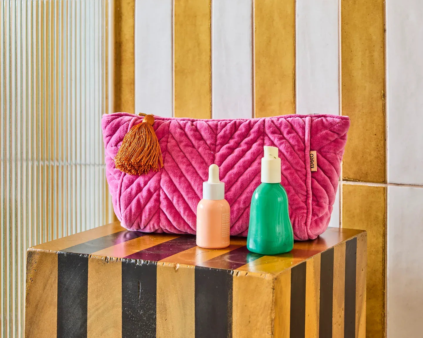 Kip & Co Bags Pink Velvet Toiletry Bag