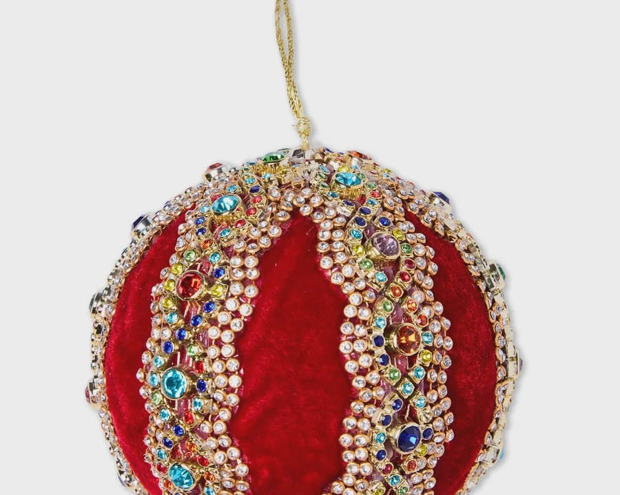 Kip & Co Home Embellished Bauble - Adorned in Red