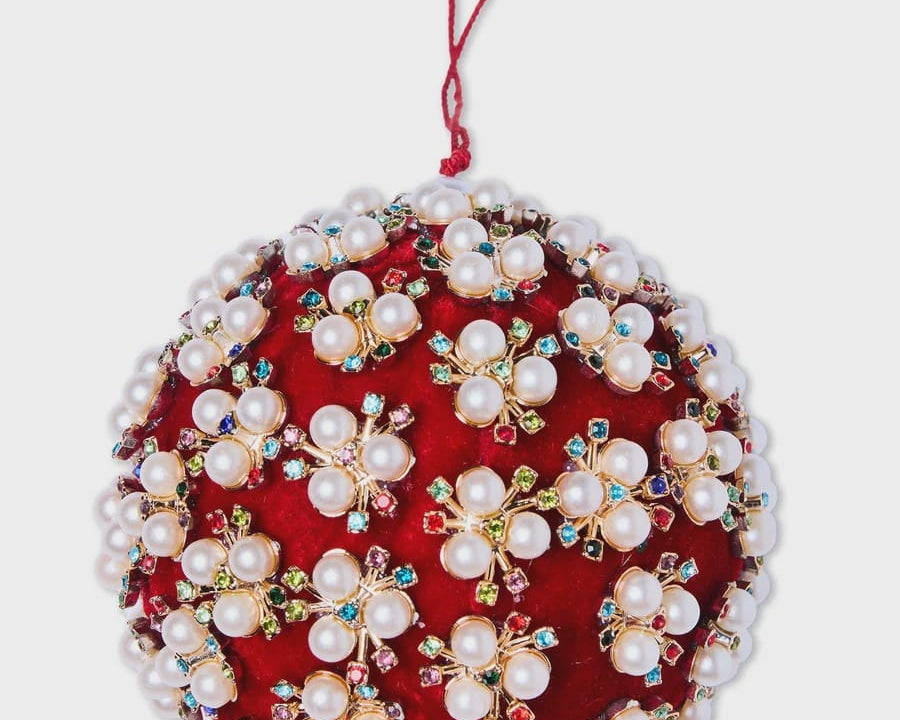 Kip & Co Home Embellished Bauble - Christmas Pearl