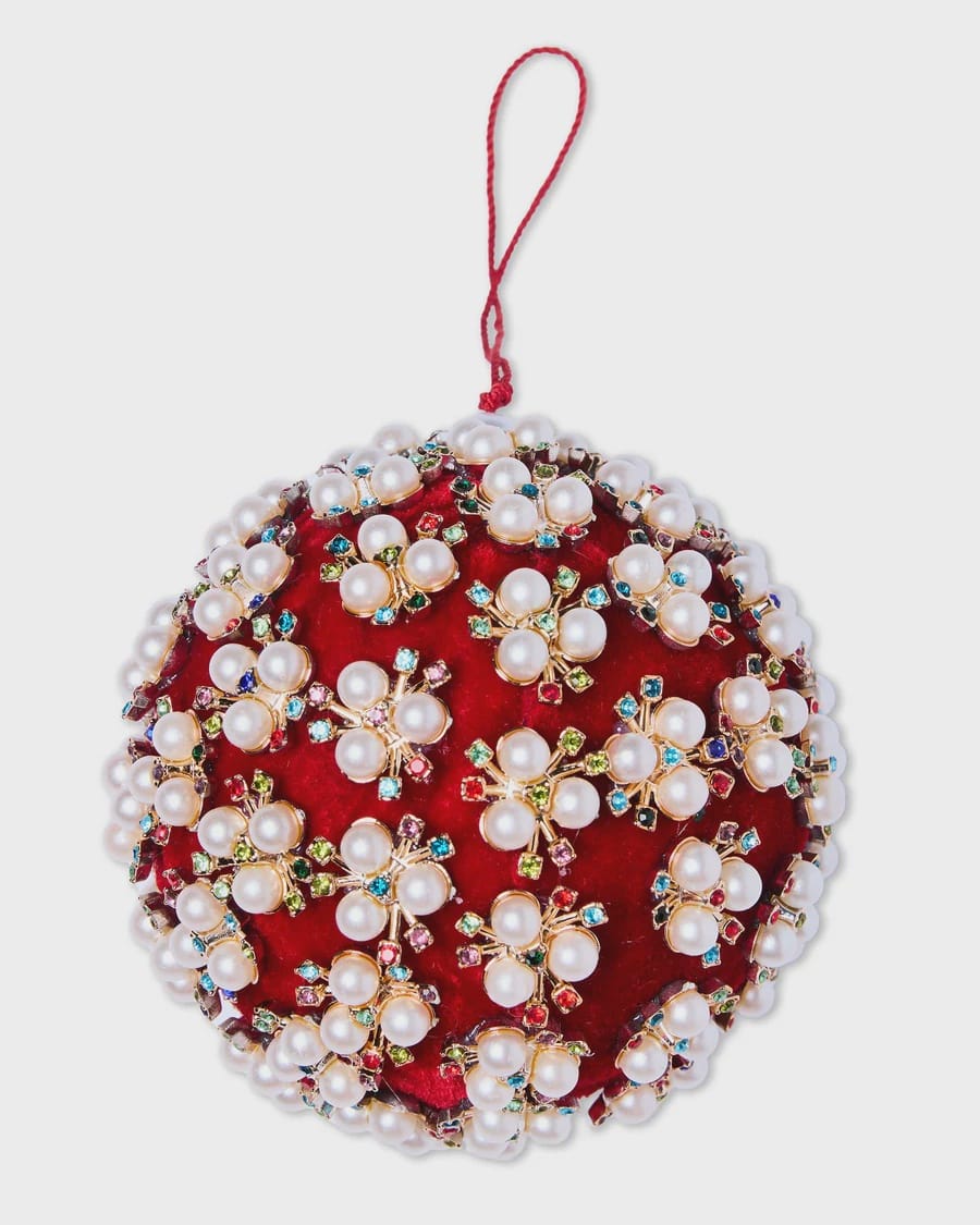 Kip & Co Home Embellished Bauble - Christmas Pearl
