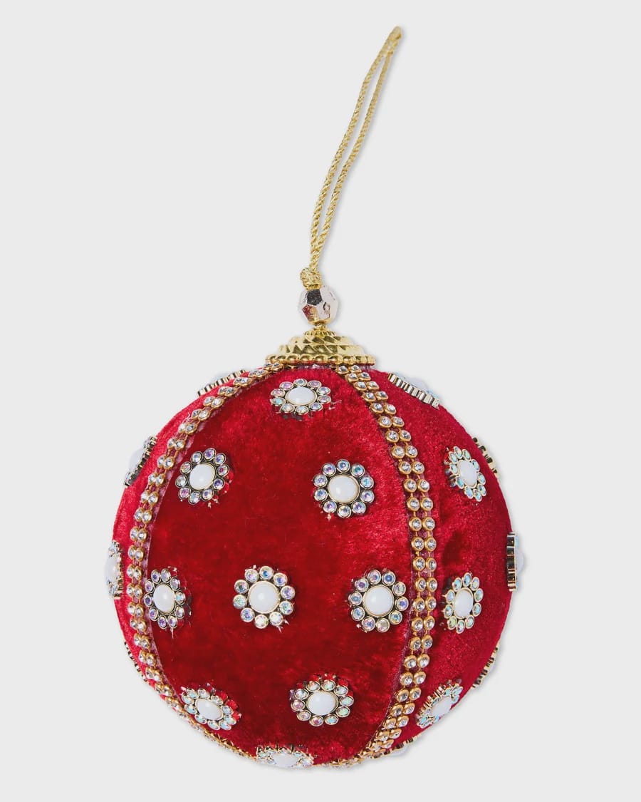 Kip & Co Home Embellished Bauble - Flower Crystal Red
