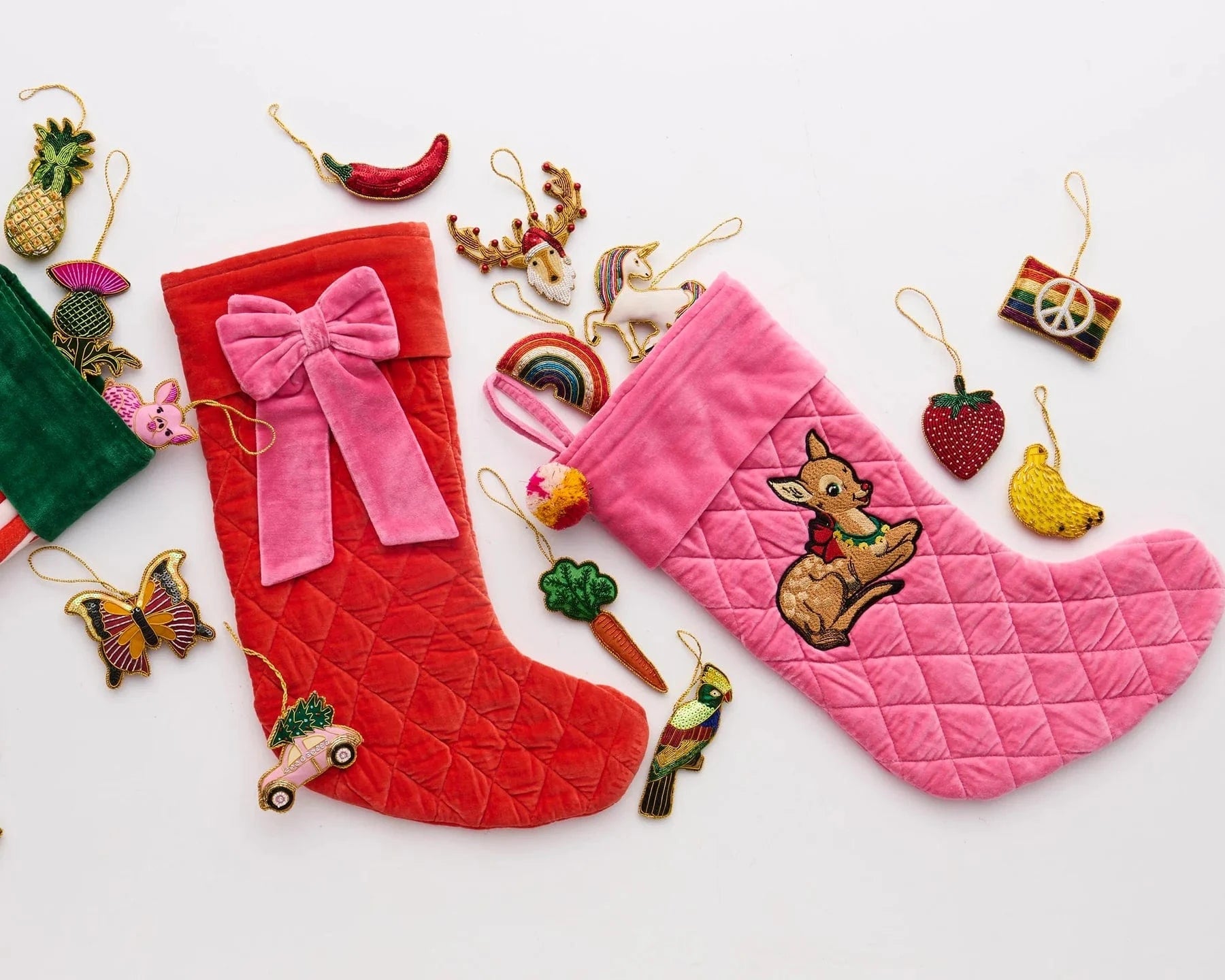 Kip & Co Home Rudolph Embroidered Velvet Stocking