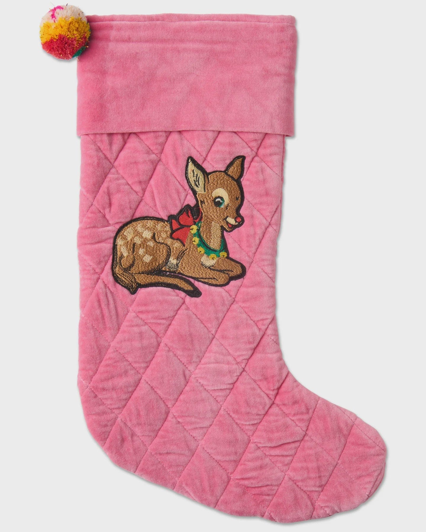 Kip & Co Home Rudolph Embroidered Velvet Stocking