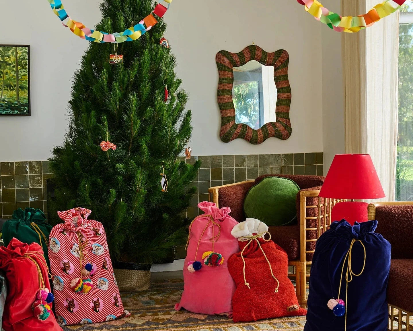 Kip & Co Home Velvet Santa Sack - Navy Blue