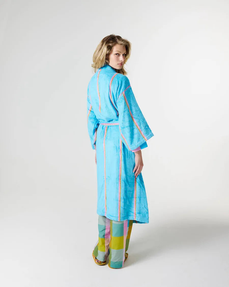 Kip & Co Robes Bamboo Terry Bath Robe - Aegean Stripe