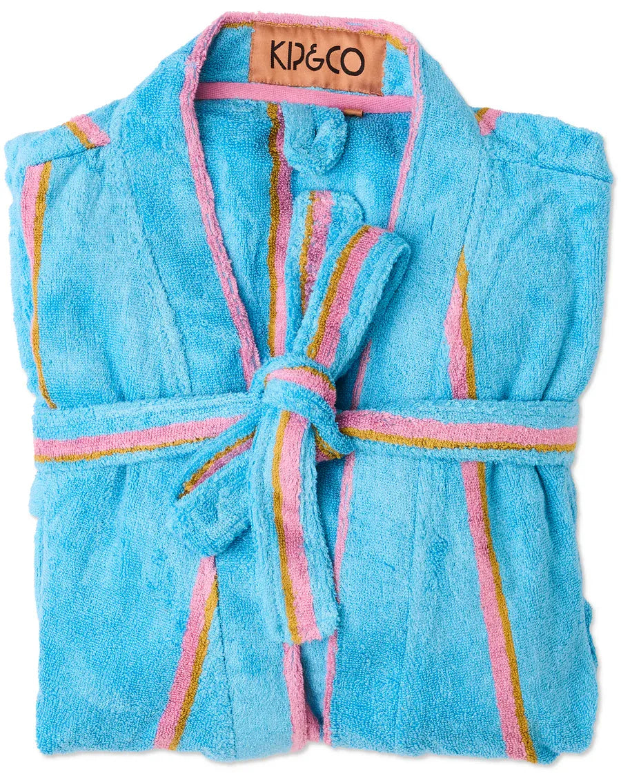 Kip & Co Robes Bamboo Terry Bath Robe - Aegean Stripe