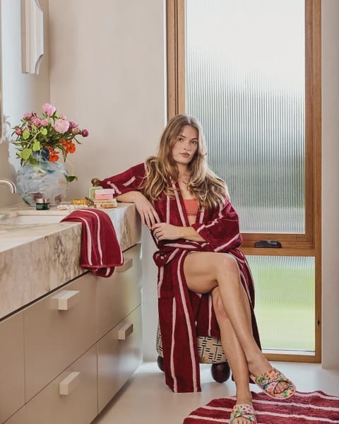 Kip & Co Robes Bamboo Terry Bath Robe - Ruby Rose