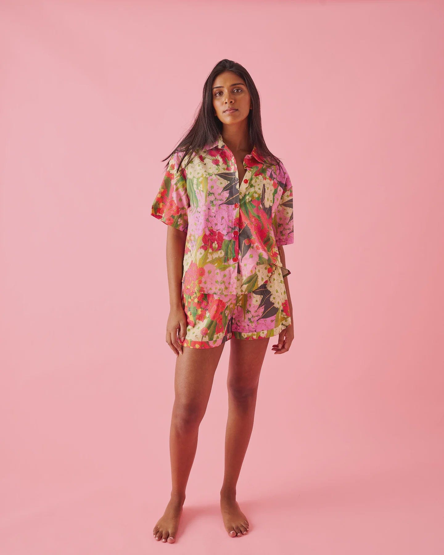 Kip & Co Sleepwear Organic Cotton Adult Short Sleeve PJ Set -  Australian Bush Blossom