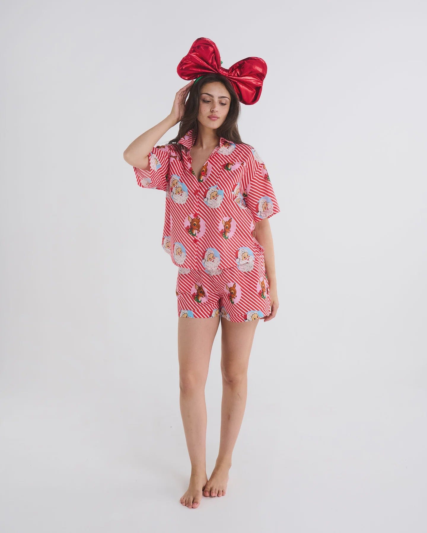 Kip & Co Sleepwear Organic Cotton Adult Short Sleeve PJ Set - I Love Christmas Spot