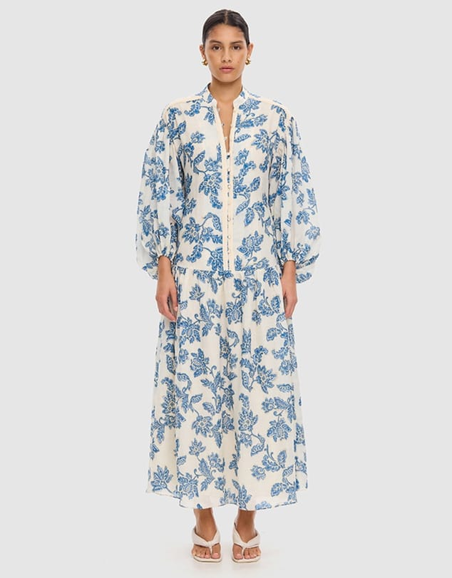 Kivari Dresses Bluebell Maxi Dress - Blue/ Ecru
