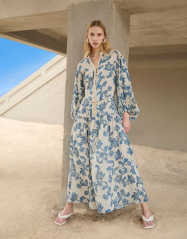 Kivari Dresses Bluebell Maxi Dress - Blue/ Ecru