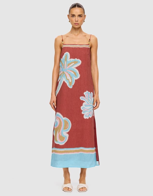 Kivari Dresses Enzo Midi Dress - Maroon