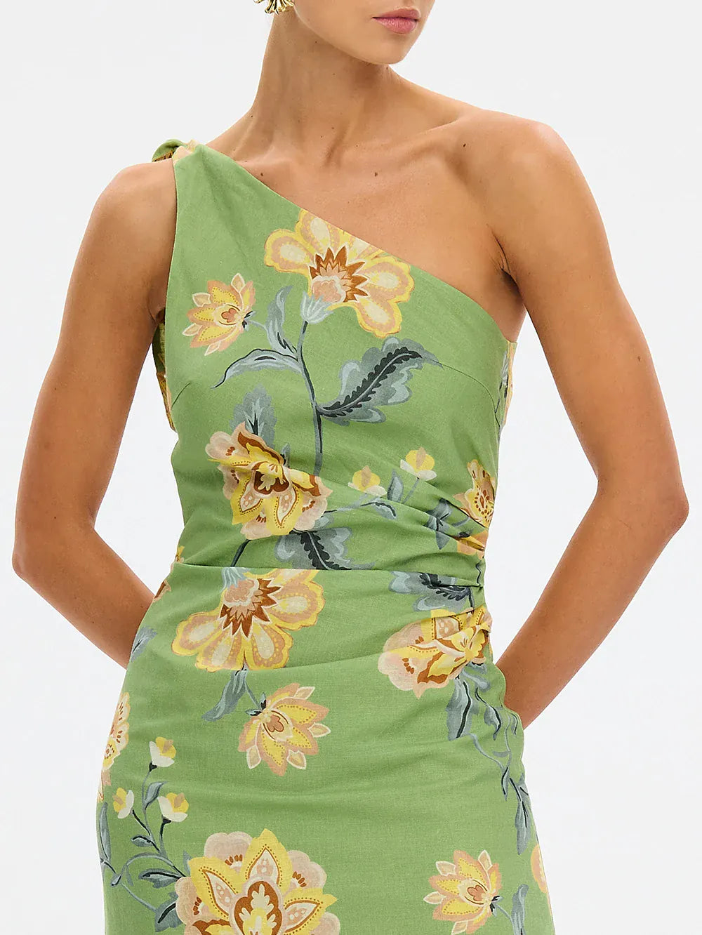 Kivari Dresses Eve One Shoulder Midi Dress - Green