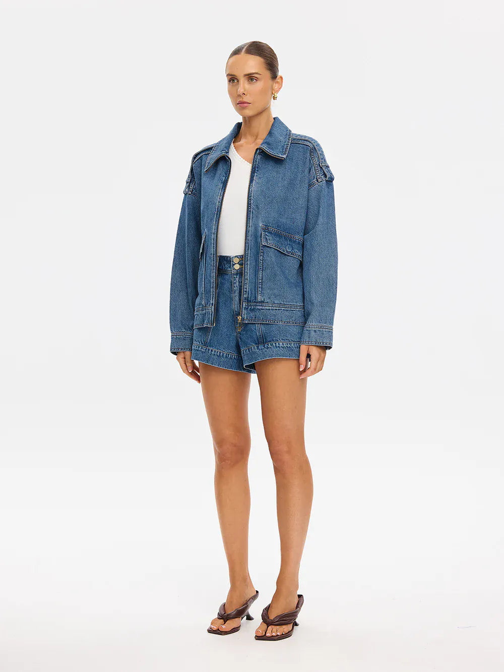 Kivari Jackets Rita Denim Jacket - Drift Blue