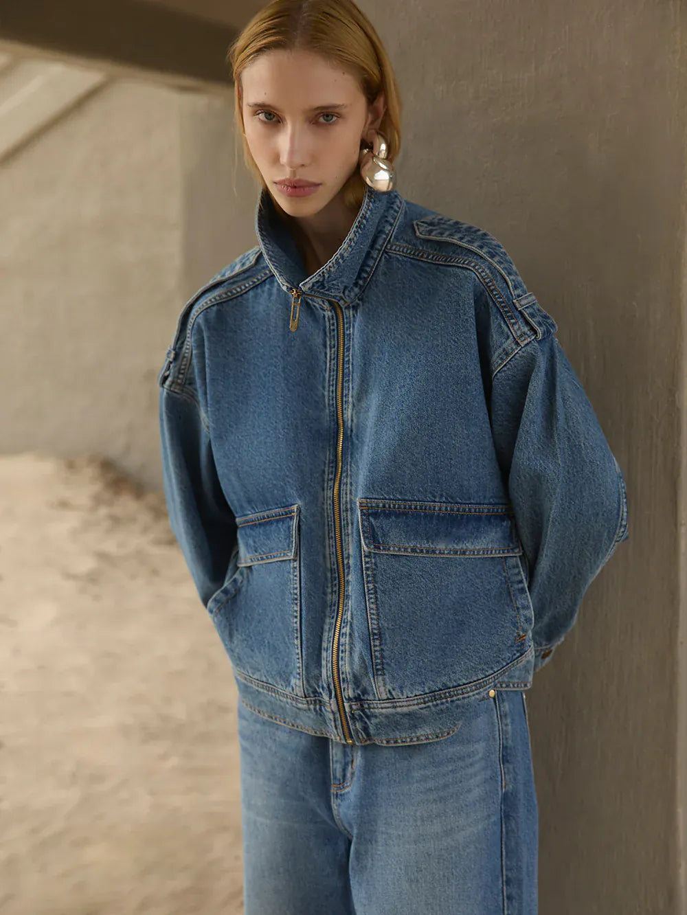 Kivari Jackets Rita Denim Jacket - Drift Blue