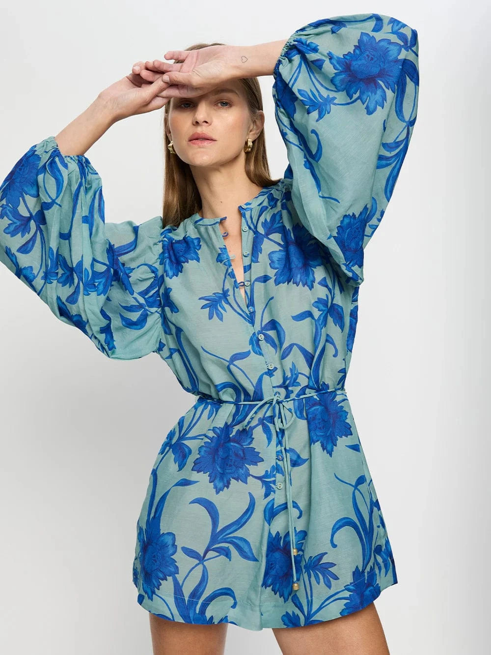 Kivari Jumpsuits Juniper Playsuit - Cobalt Blue/ Green