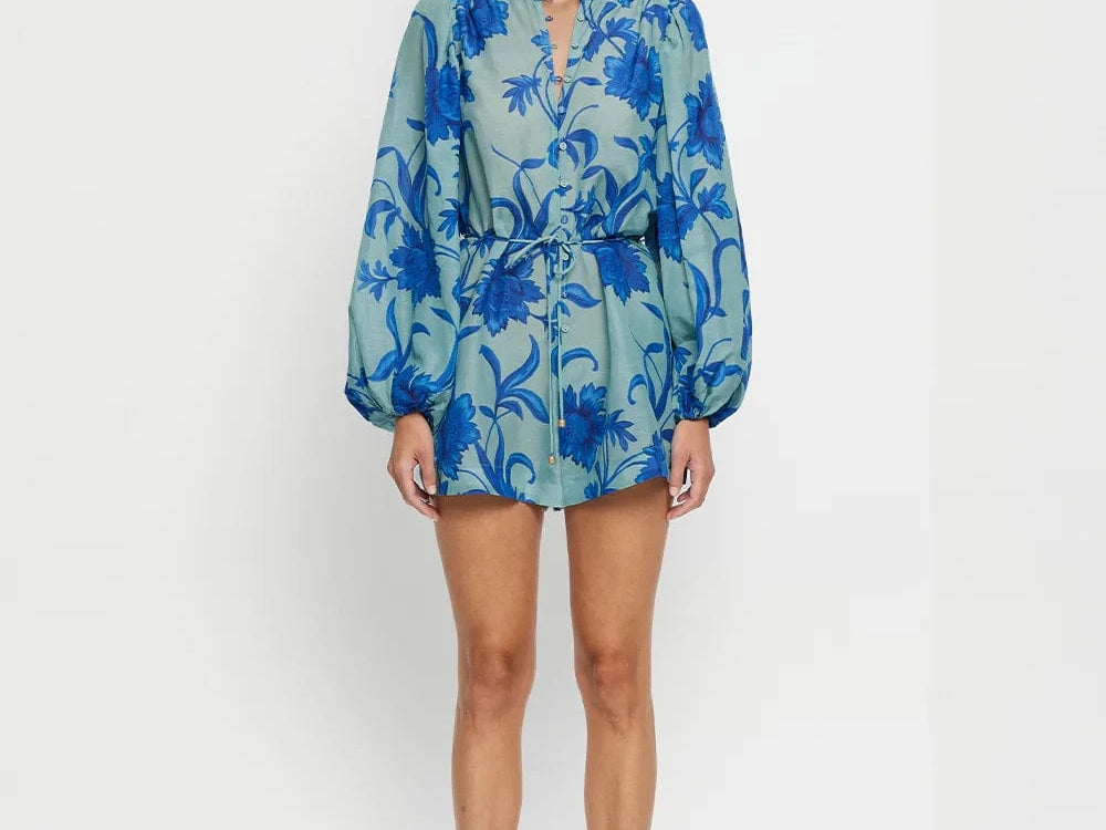 Kivari Jumpsuits Juniper Playsuit - Cobalt Blue/ Green