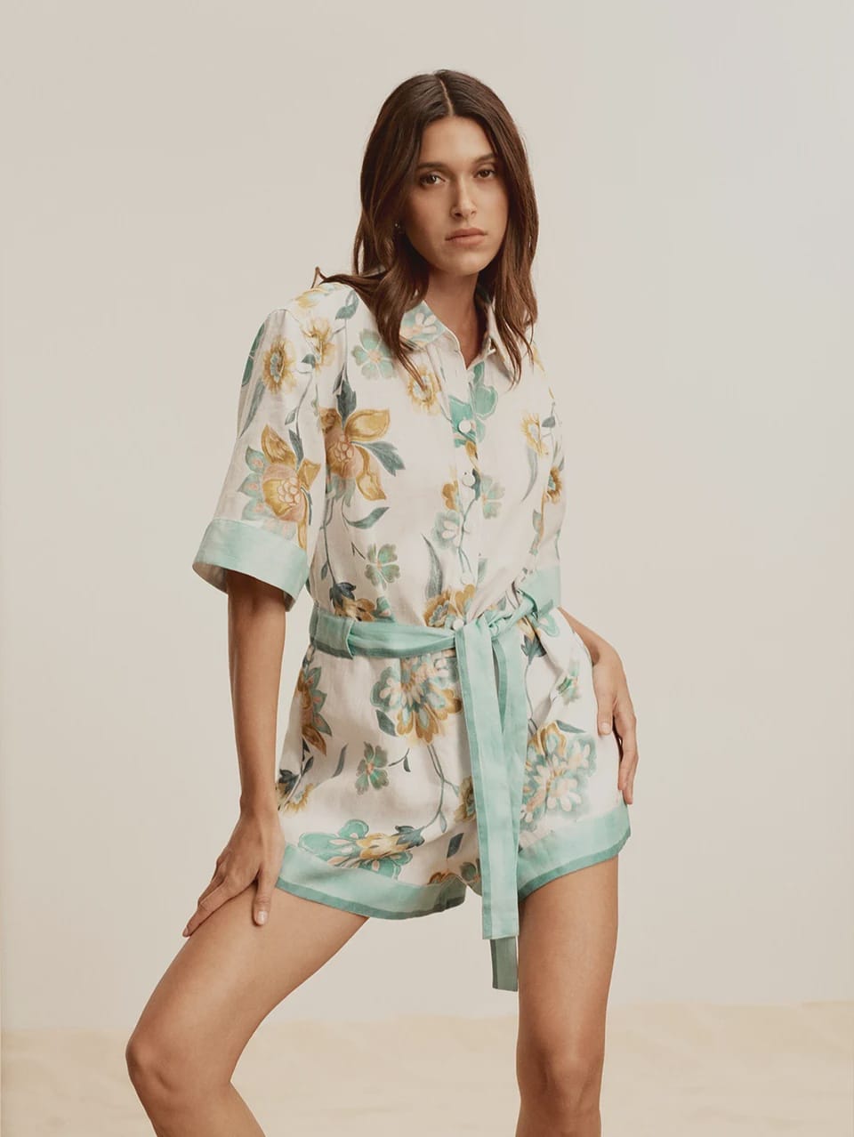 Kivari Jumpsuits Solstice Playsuit - Ivory Teal