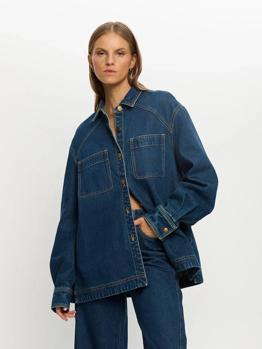 Kivari Shirts Kivari | Evie Denim Top - Petrol