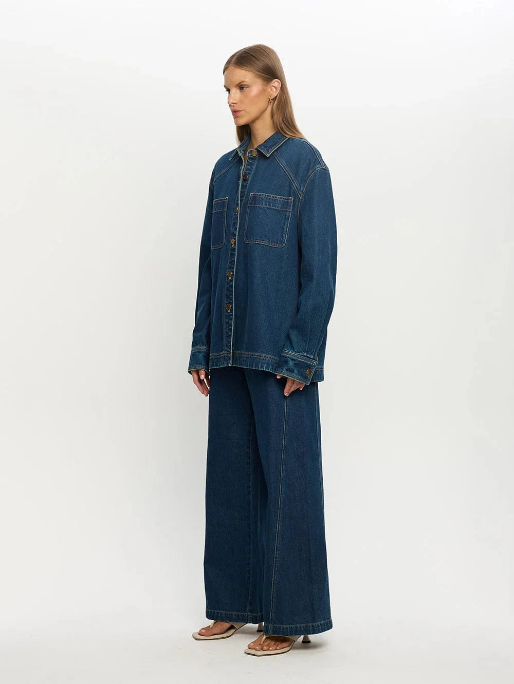 Kivari Shirts Kivari | Evie Denim Top - Petrol
