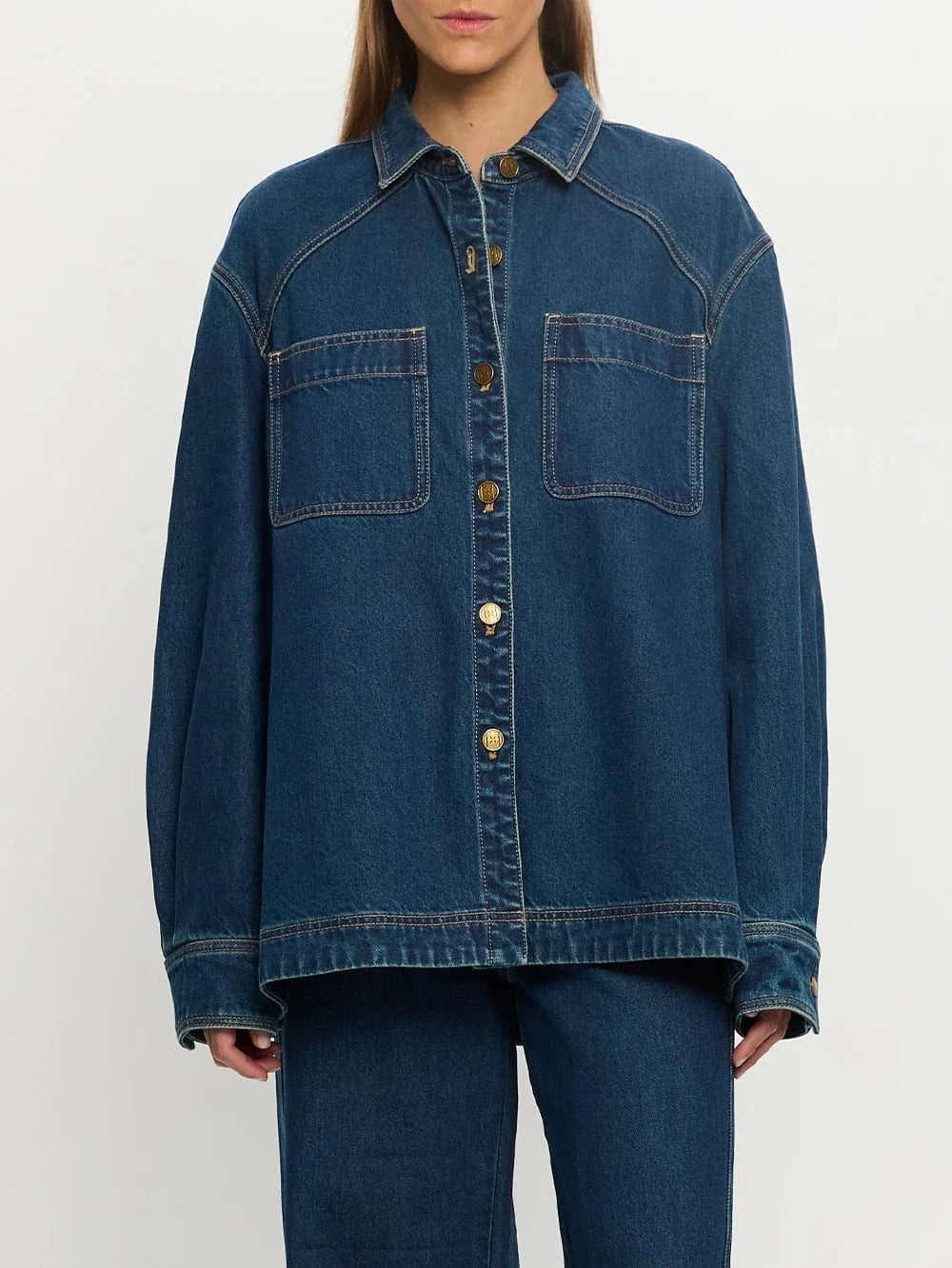 Kivari Shirts Kivari | Evie Denim Top - Petrol
