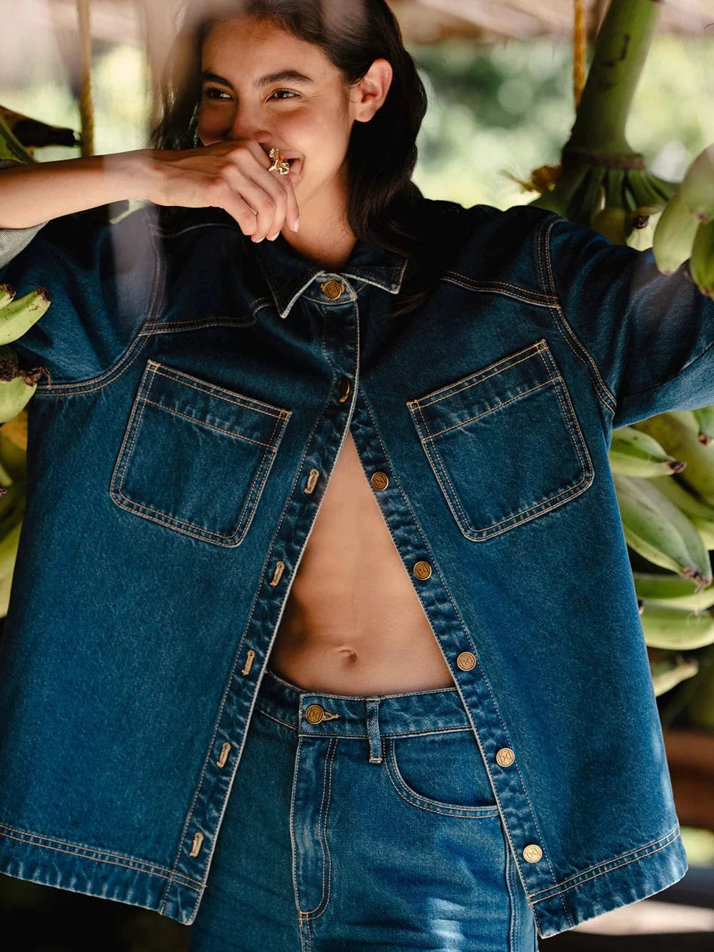 Kivari Shirts Kivari | Evie Denim Top - Petrol