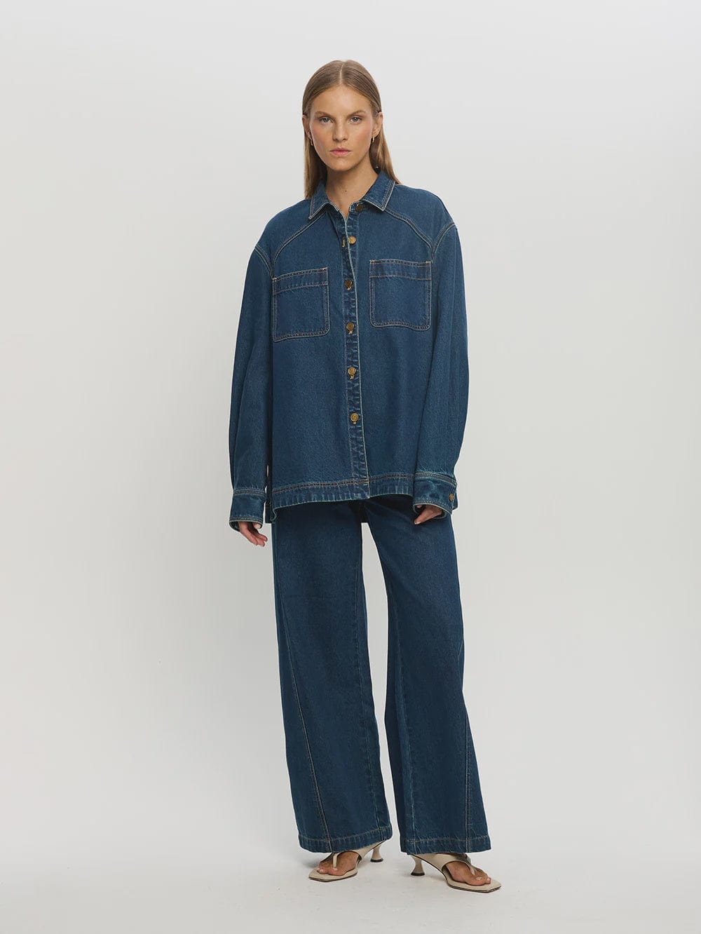 Kivari Shirts Kivari | Evie Denim Top - Petrol