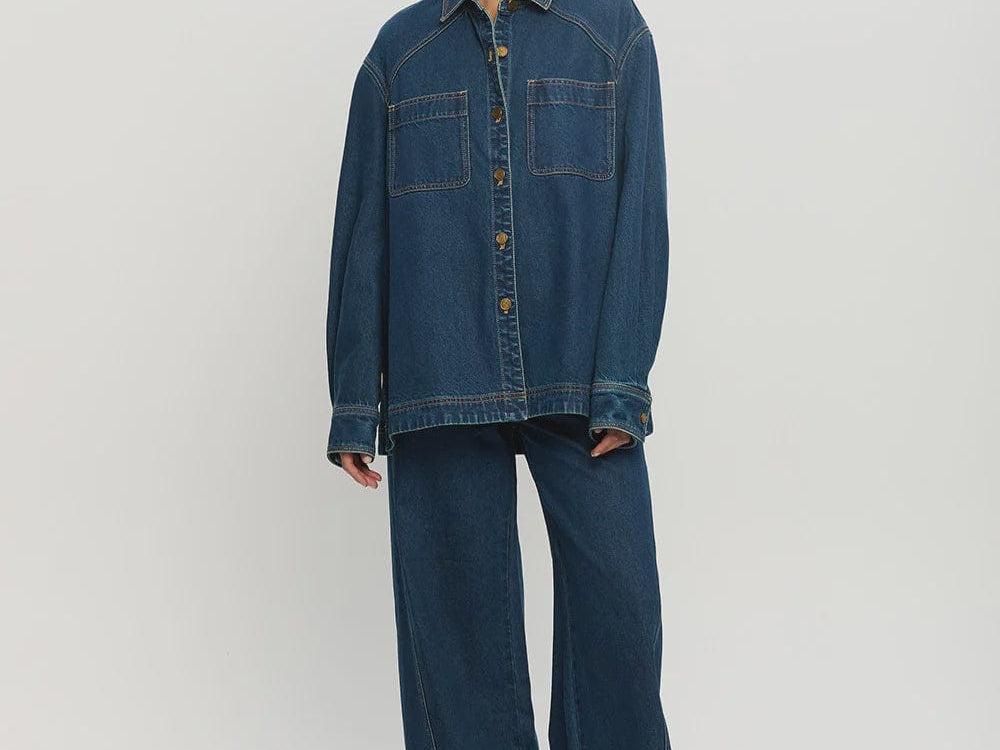 Kivari Shirts Kivari | Evie Denim Top - Petrol
