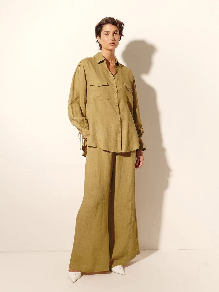 Kivari Shirts - Linen Kivari | Franca Blouse - Khaki