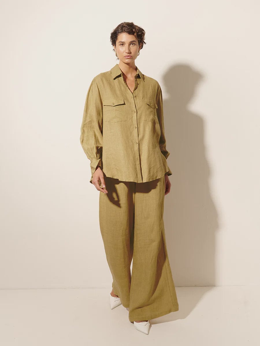 Kivari Shirts - Linen Kivari | Franca Blouse - Khaki