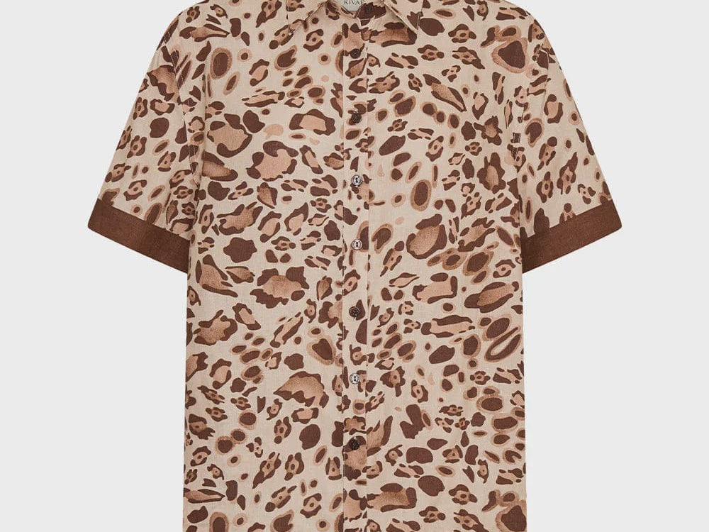 Kivari Shirts - Linen Paris Shirt - Leopard Brown