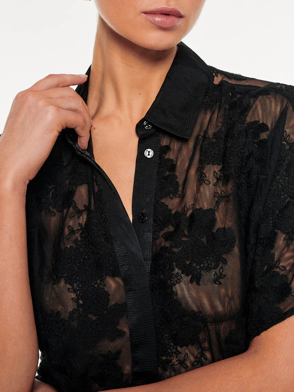 Kivari Shirts - Sheer Jaxon Lace Shirt - Black Lace