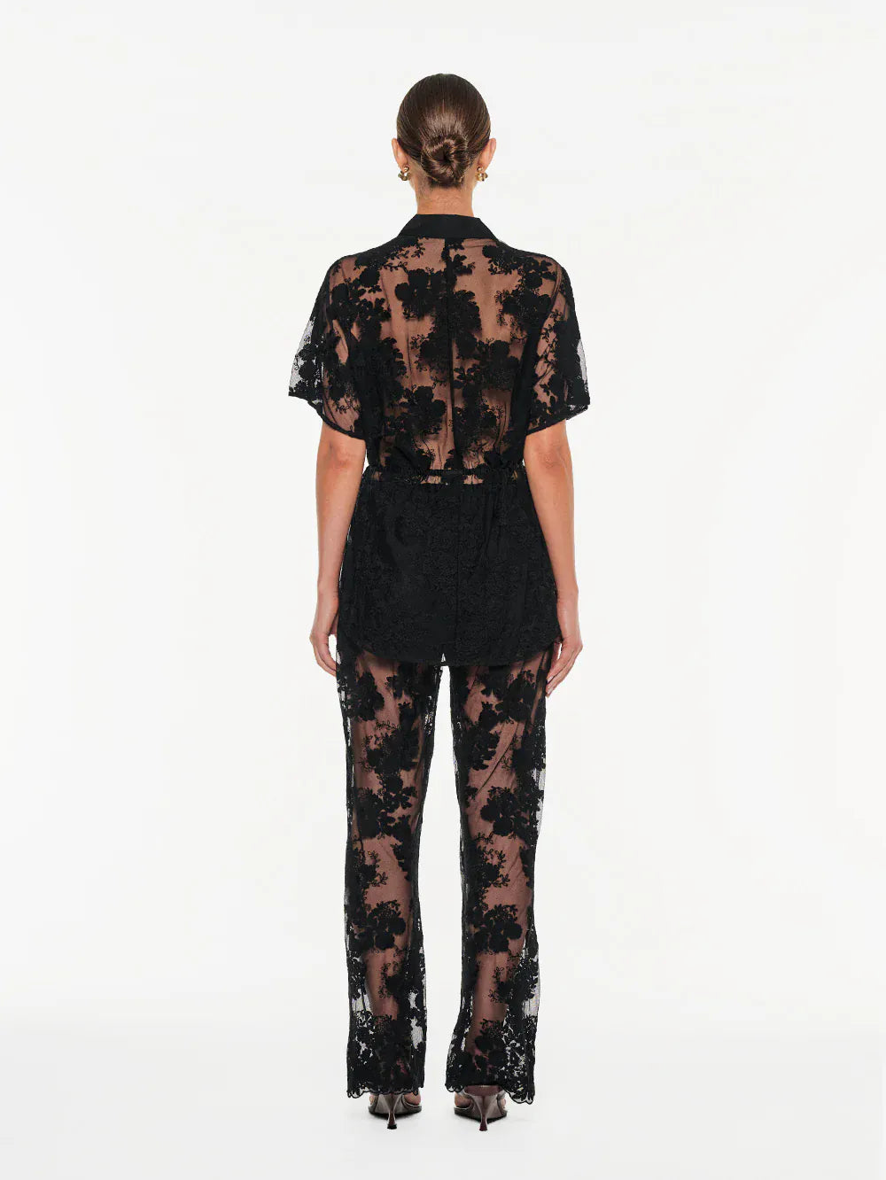 Kivari Shirts - Sheer Jaxon Lace Shirt - Black Lace