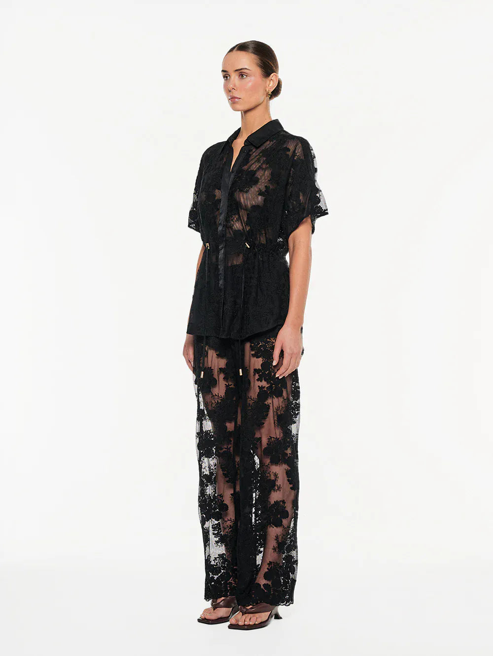 Kivari Shirts - Sheer Jaxon Lace Shirt - Black Lace