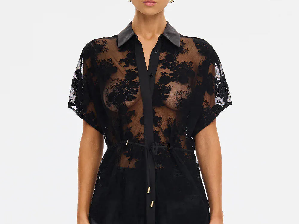 Kivari Shirts - Sheer Jaxon Lace Shirt - Black Lace