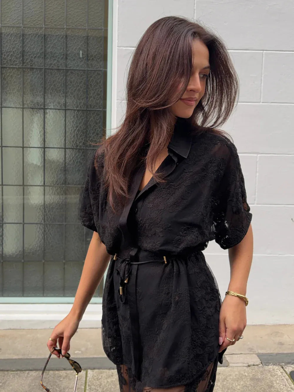 Kivari Shirts - Sheer Jaxon Lace Shirt - Black Lace