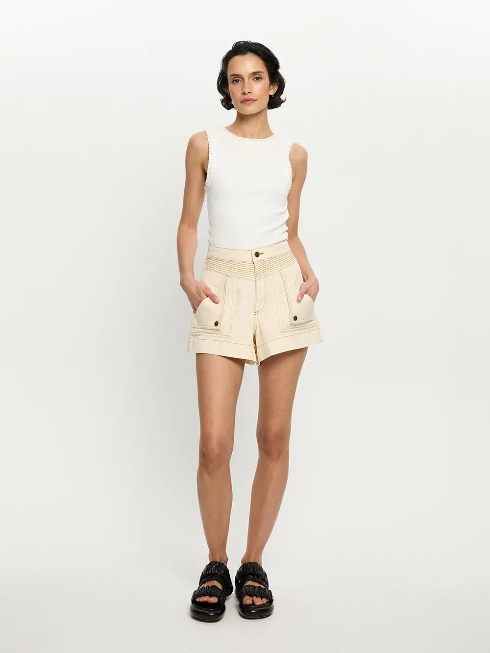 Kivari Shorts - Denim Celene Denim Short - Cream