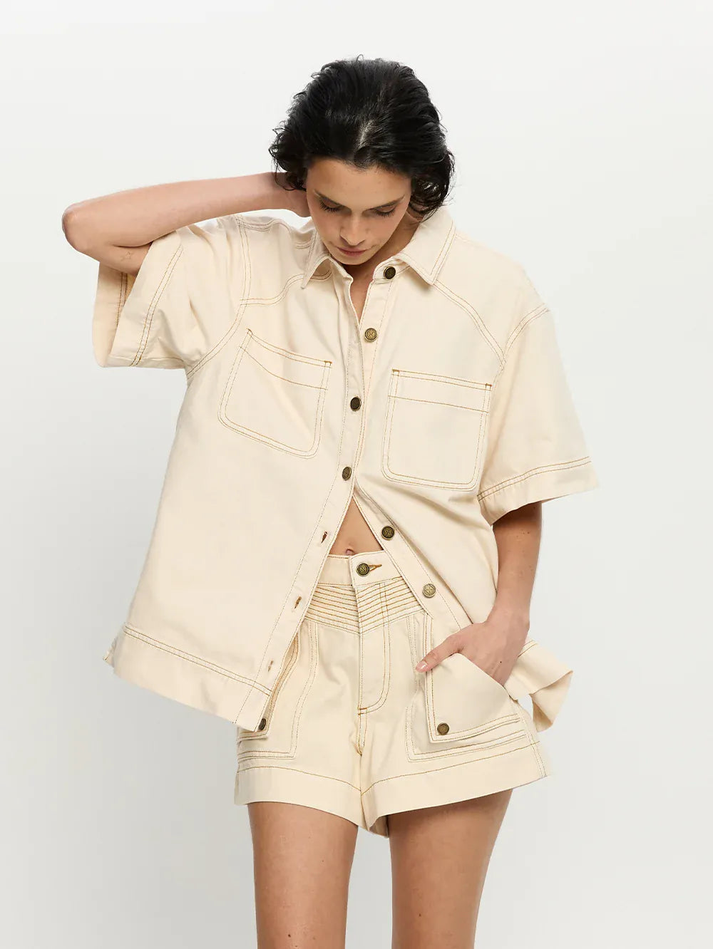 Kivari Shorts - Denim Celene Denim Short - Cream