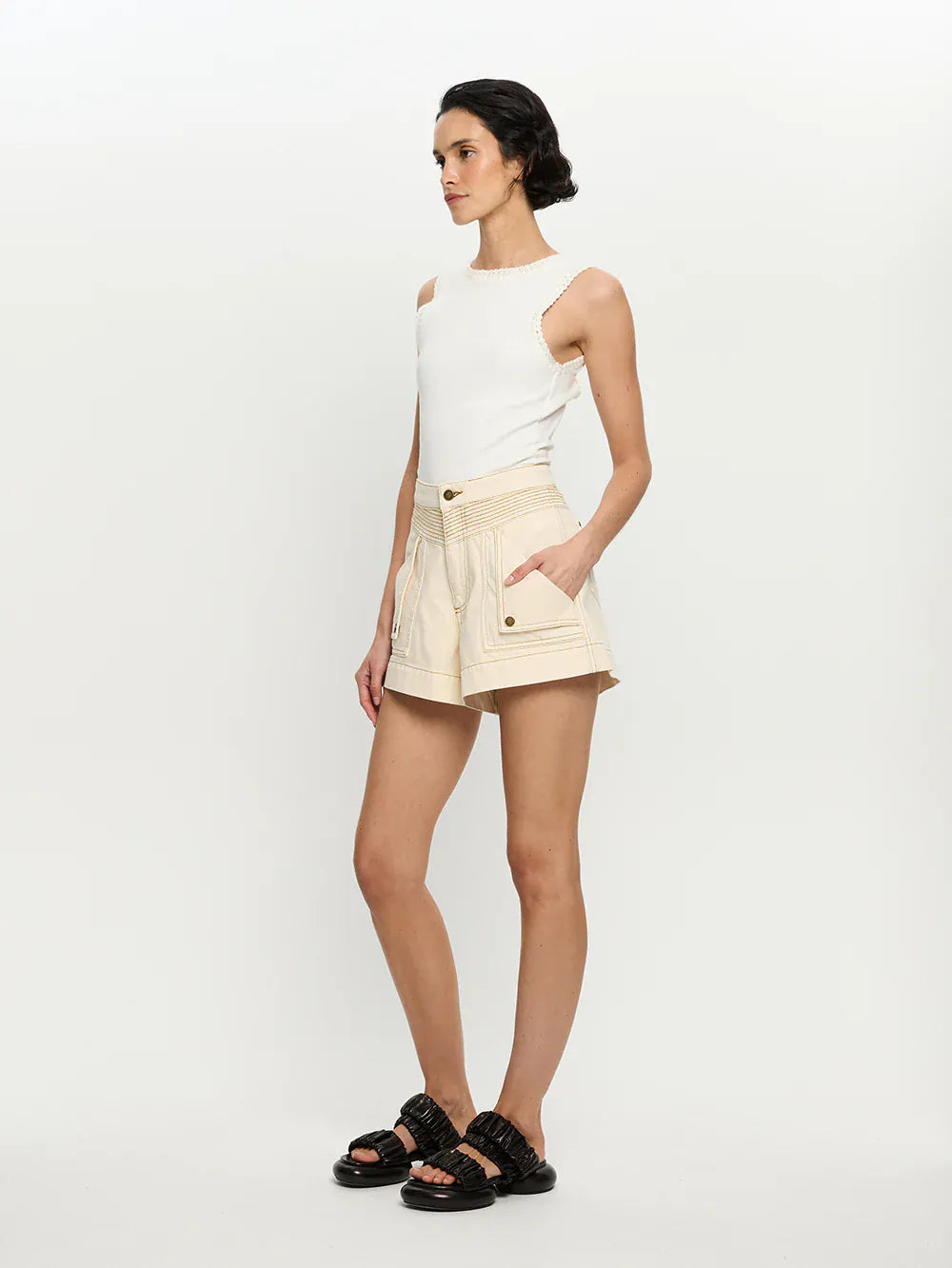 Kivari Shorts - Denim Celene Denim Short - Cream